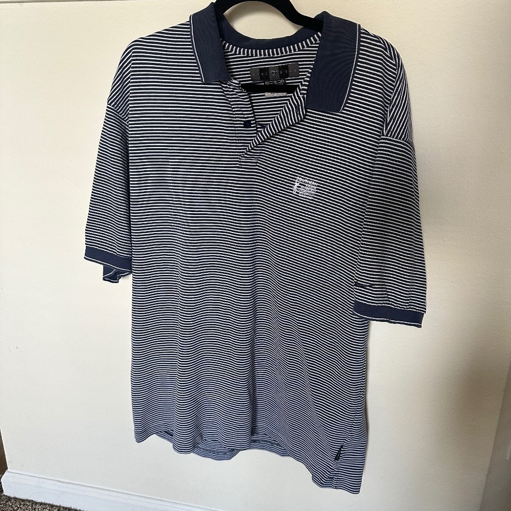 Vintage Y2K Nike Golf Dri-Fit Striped Blue Polo - Men's XL